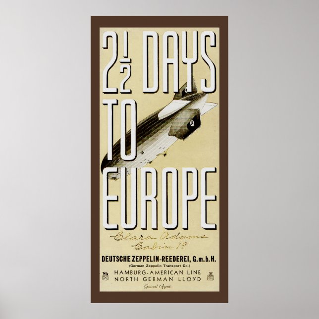 Zeppelin Hindenburg Vintage resor Poster (Framsidan)