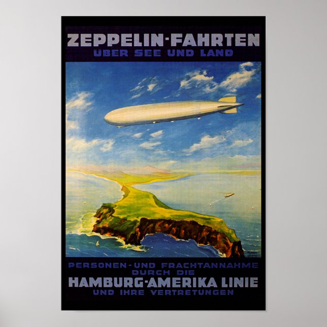 Zeppelin Resor ~ Over Sea and Land Poster (Framsidan)