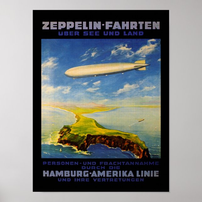 Zeppelin Resor ~ Over Sea and Land Poster (Framsidan)