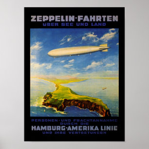 Zeppelin Resor ~ Over Sea and Land Poster