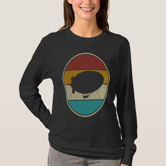 Zeppelin Retro Vintage Solnedgång  Dirigibelt Luft T Shirt (Framsida)