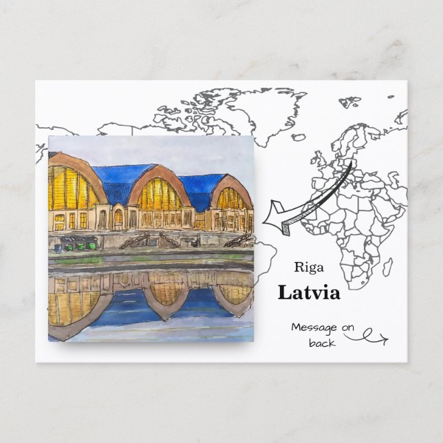 Zeppelinflyghangarerna, Riga Lettland Vykort (Framsida)