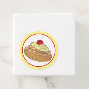 Zeppole Italienska Fried Dough Pastry Bakery Food Gåvor Etiketter