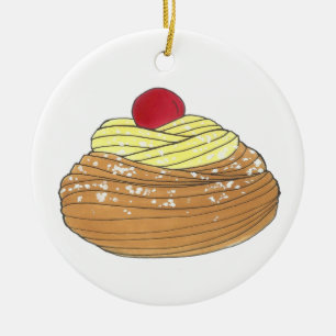 ZEPPOLE Italienska Fried Dough Pastry Bakery Foodi Julgransprydnad Keramik