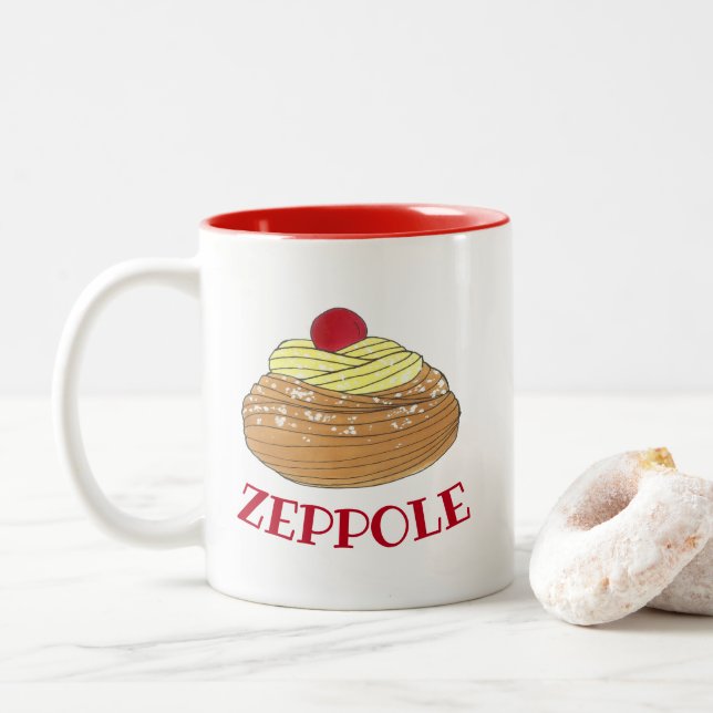 ZEPPOLE Italienska Fried Dough Pastry Bakery Foodi Två-Tonad Mugg (Med munk)