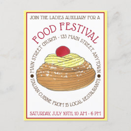 Zeppole Pastry Italienska Sicilianska livsmedelsfe Inbjudan Vykort