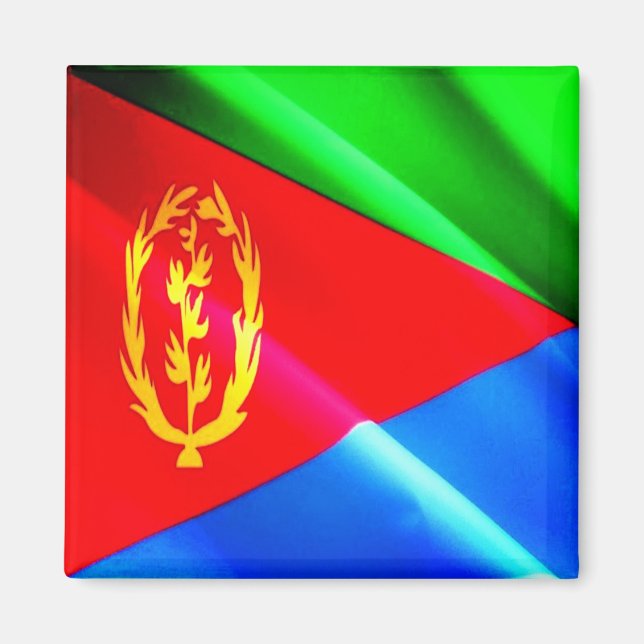 zER002 ERITREA, Wave Flagga, Afrika, Fridge Magnet (Framsidan)