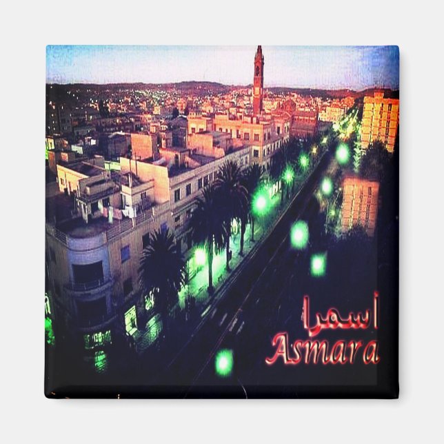 zER004 ASMARA BY Night, Eritrea, Afrika, Fridge Magnet (Framsidan)