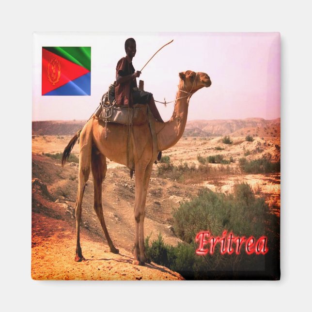 zER007 ERITREA, Camel and Rider, Afrika, Fridge Magnet (Framsidan)