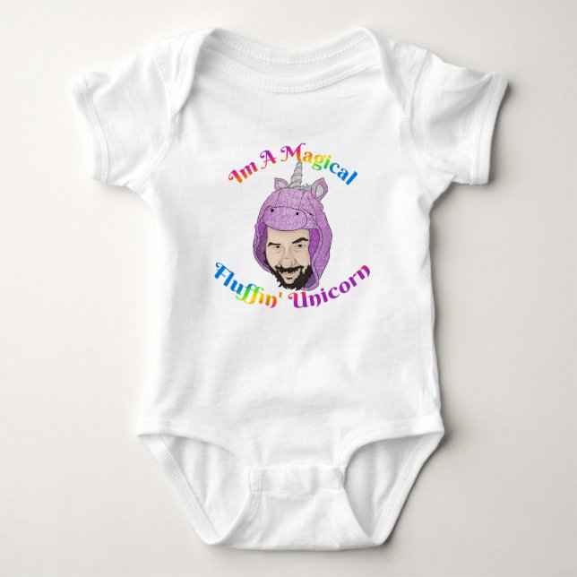 Zer0's Magic Fluffin Unicorn Baby Bodykostym T Shirt (Framsida)