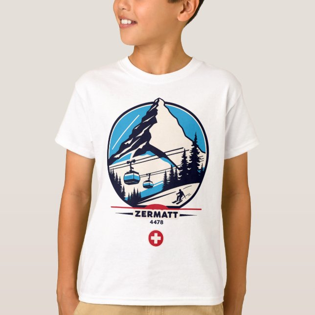 Zermatt 4478 - Skidåkning på Problemhorn  T Shirt (Framsida)
