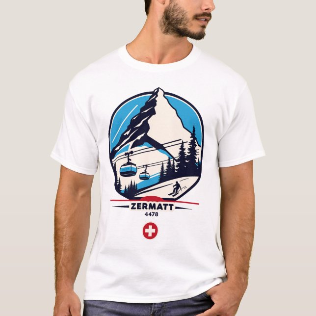 Zermatt 4478 - Skidåkning på Problemhorn  T Shirt (Framsida)