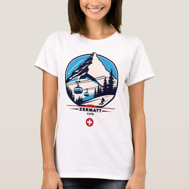 Zermatt 4478 - Skidåkning på Problemhorn  T Shirt (Framsida)