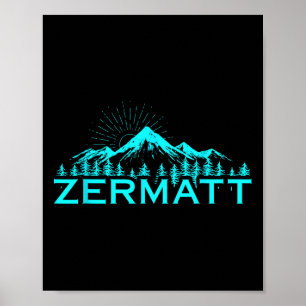 Zermatt bergen alpin skidåkning schweiziska alpern poster