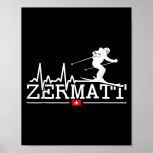 Zermatt Heartbeat Alpin Skidning Schweiziska Alper Poster