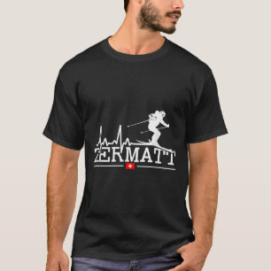 Zermatt Heartbeat Alpin Skidning Schweiziska Alper T Shirt