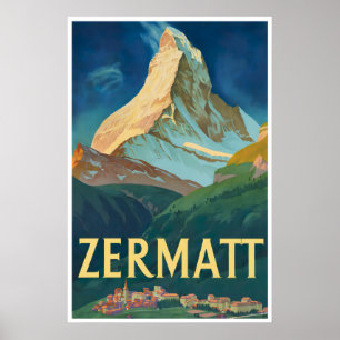 Zermatt-målning Schweiz skidaffisch Schweiz Poster