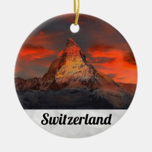 Zermatt Matterhorn Schweiz schweiziska Alpernor Su Julgransprydnad Keramik