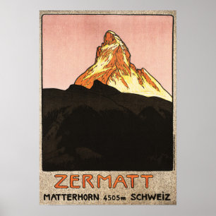 ZERMATT Matterhorn Schweiz Ski Hiking Helgdagars Poster