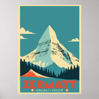 Zermatt,Matterhorn,Schweiz,Ski Poster