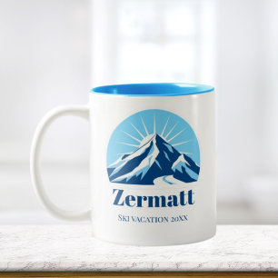 Zermatt Matterhorn Schweiz ski souvenir Två-Tonad Mugg