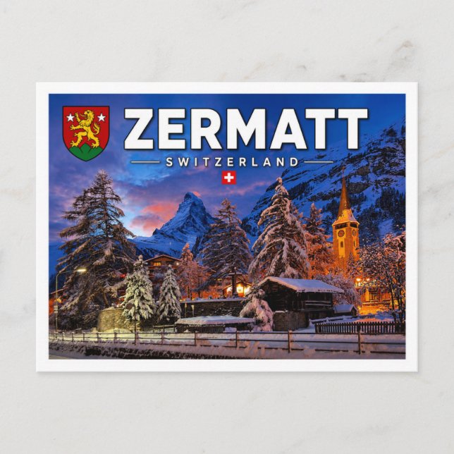 Zermatt - Matterhorn - Schweiz Vykort (Framsida)