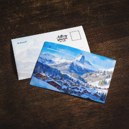 Zermatt Matterhorn Schweiz Watercolor Postcard Inbjudningar