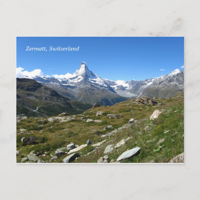 Zermatt Matterhorn Swiss Alpernas Postcard Vykort (Framsida)