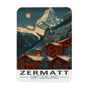 Zermatt Matterhorn Vintage resor Magnet
