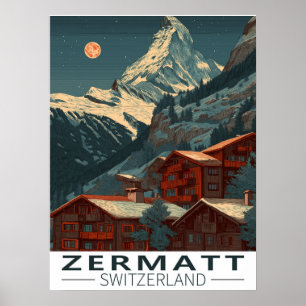 Zermatt Matterhorn Vintage resor Poster