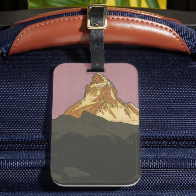 Zermatt Matterhorn Vintage Schweiz Skiing Bagagebricka (Framsida Insitu 2)