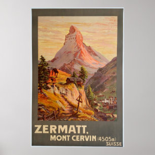 Zermatt Mont Cervin, Schweitz, skidar affischen Poster