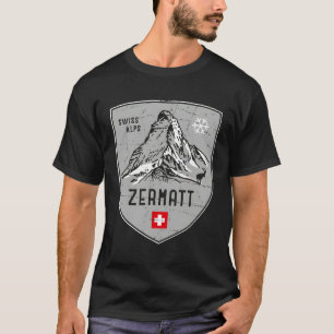 Zermatt Mountain Schweiz Emblem Hoodie T Shirt