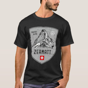 Zermatt Mountain Schweiz Emblem T Shirt