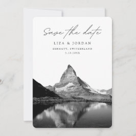 Zermatt Save Date Schweiz Black & White Inbjudningar