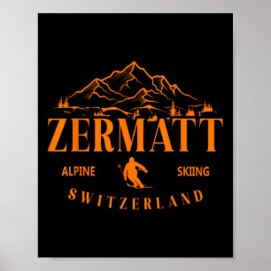 Zermatt Schweiz Alperna Alpin skidsport Schweiz Be Poster