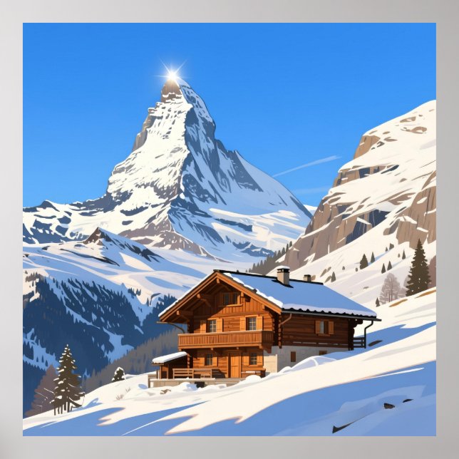 Zermatt Schweiz Alperna Konsttryck Poster (Framsidan)