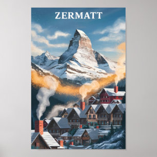 Zermatt Schweiz Berömd Travel Ställe Poster