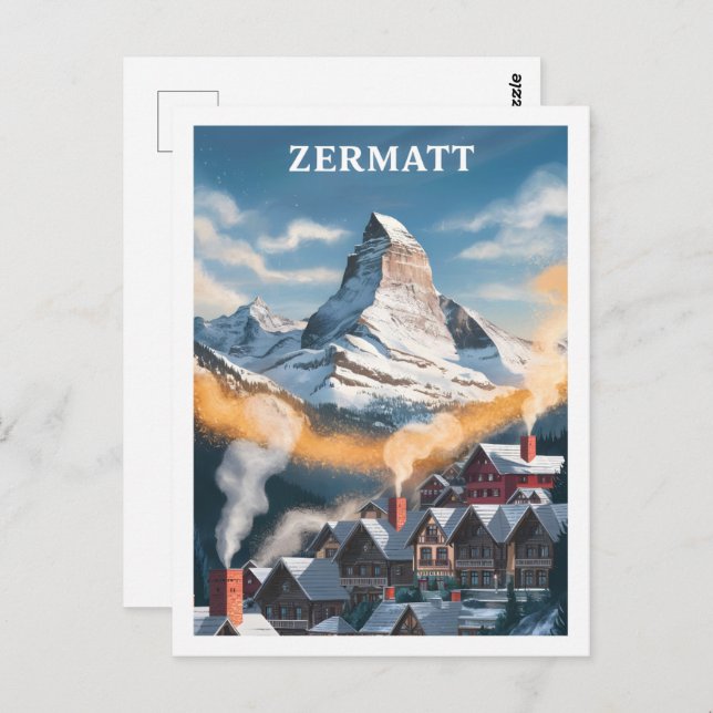 Zermatt Schweiz Berömd Travel Ställe Vykort (Fram/baksida)