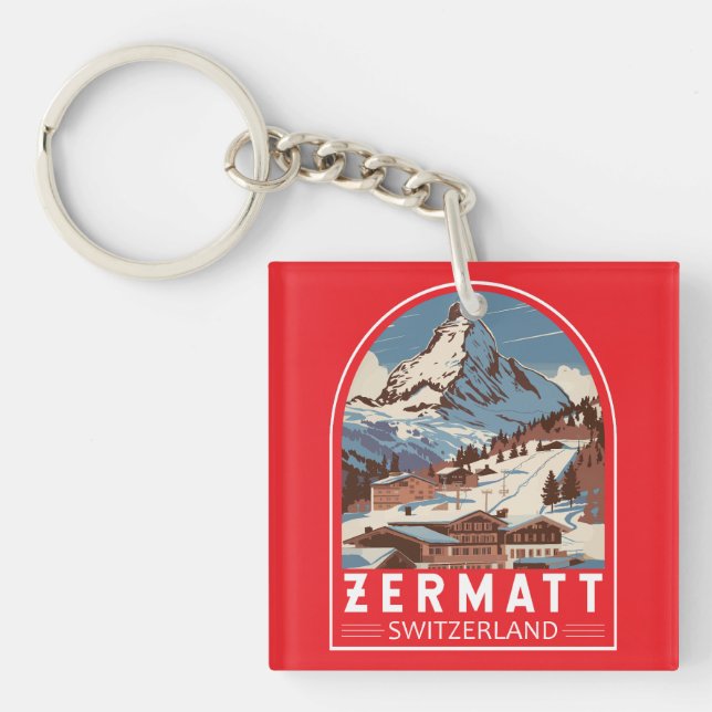 Zermatt Schweiz Illustration Travel Art Retro (Framsidan)