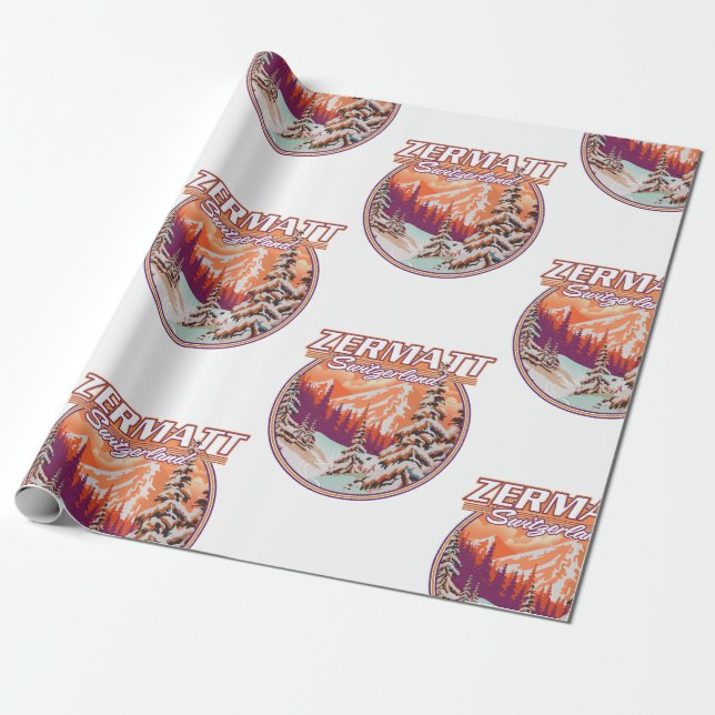 Zermatt schweiz logotyp presentpapper (Utrullad)