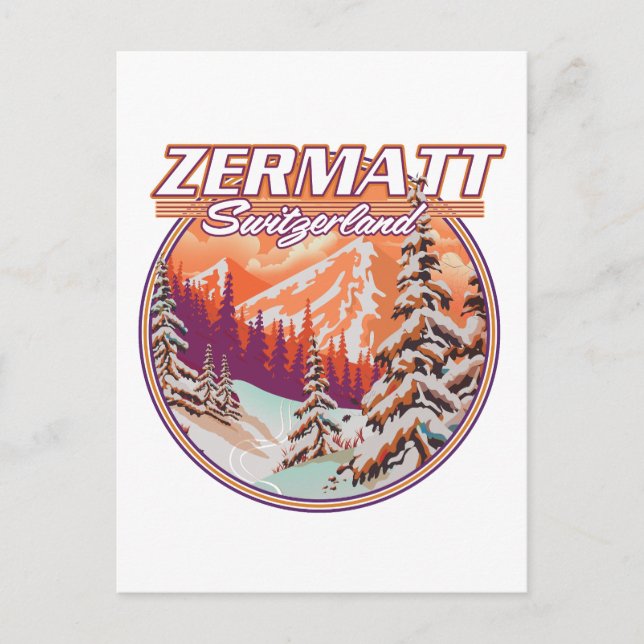 Zermatt schweiz logotyp vykort (Framsida)