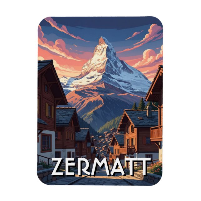 Zermatt Schweiz Matterhorn Magnet (Vertikal)
