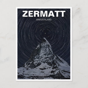 Zermatt Schweiz Matterhorn Night Vykort
