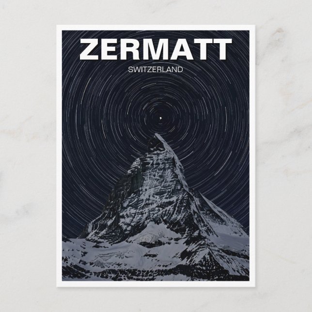 Zermatt Schweiz Matterhorn Night Vykort (Framsida)