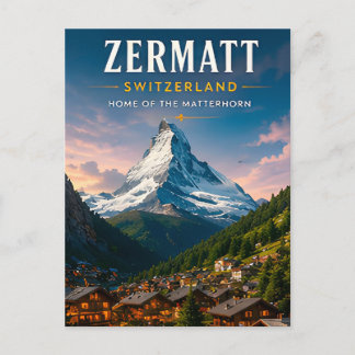 🏔️ Zermatt Schweiz Matterhorn Resedekoration ❄️ Vykort