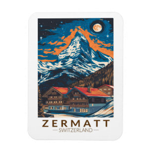 Zermatt Schweiz Matterhorn Travel Art Vintage Magnet