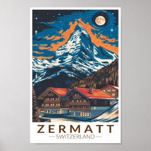 Zermatt Schweiz Matterhorn Travel Art Vintage Poster