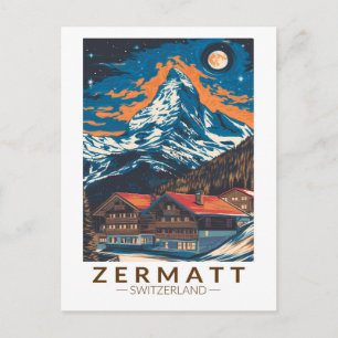 Zermatt Schweiz Matterhorn Travel Art Vintage Vykort