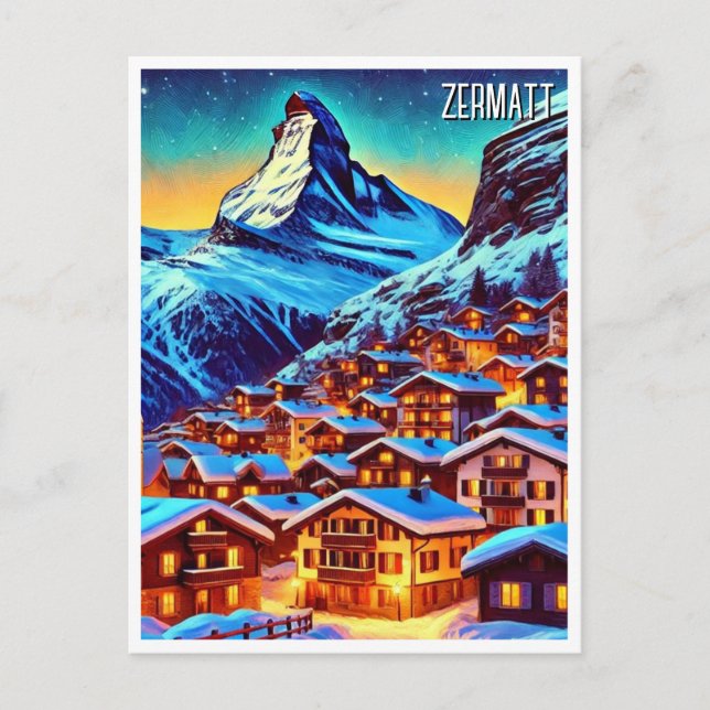 Zermatt Schweiz Matterhorn Travel Vykort (Framsida)